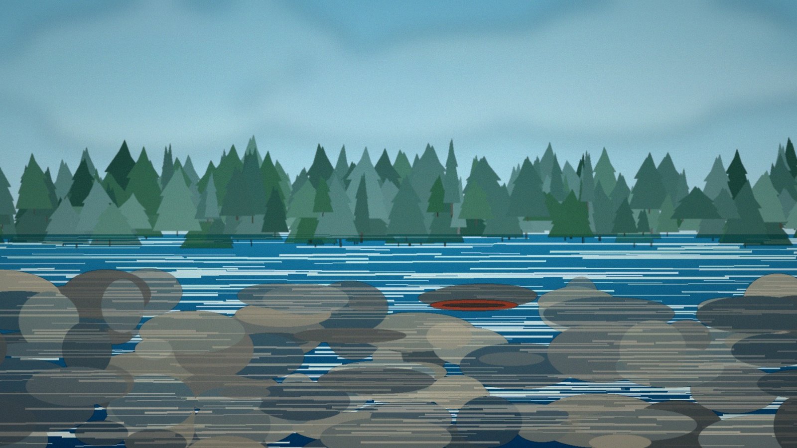 Generated Counties page image for Northeast Minnesota county planning with rocky shoreline and conifer water.