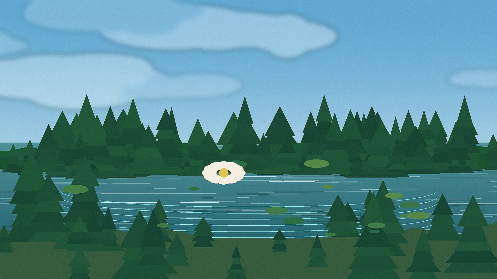 Water lilies and aquatic plants representing Minnesota lake plant habitat.