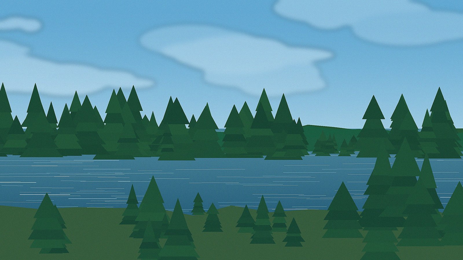 Northern lake and forest scene representing Minnesota DNR outdoor resources.