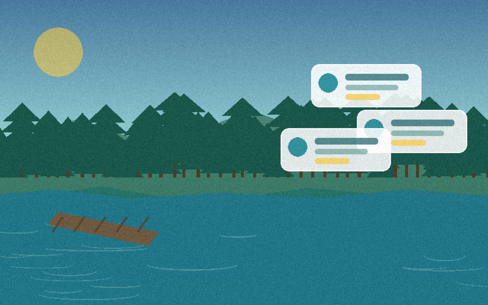 Realistic generated Minnesota lake directory scene with a map, shoreline, and organized lake cards.