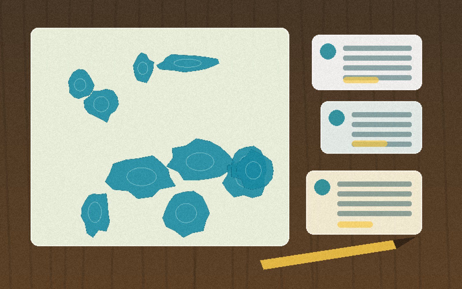 Generated realistic desktop scene with Minnesota lake maps, source notes, and organized research cards.